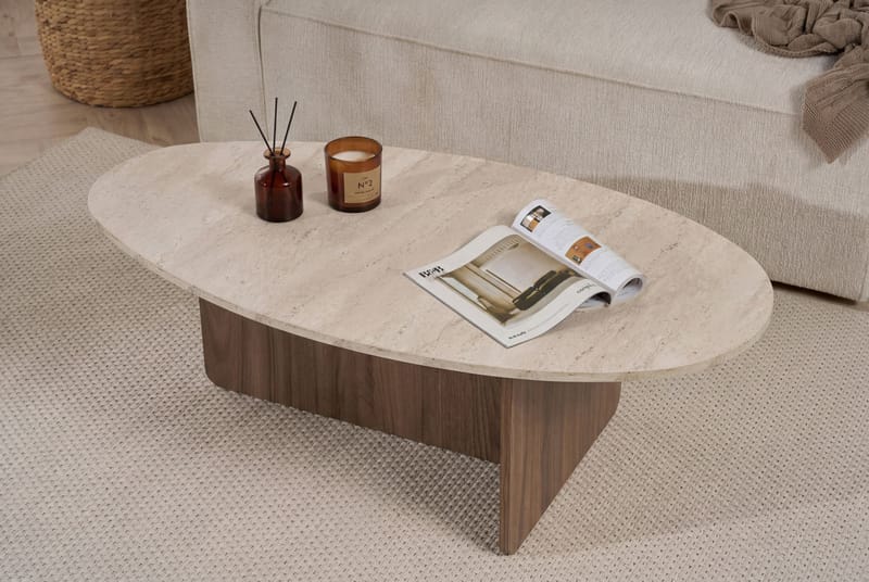 Ceyra Soffbord 120x40x65 cm - Travertine Walnut - Möbler - Bord & matgrupper - Soffbord