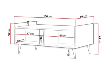 Chiku 100 cm Rektangulärt Soffbord med Hyllor i Målat Trä - Beige - Möbler - Bord & matgrupper - Soffbord