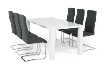 Cibus Matgrupp 180 cm med 6 Cibus Stol - Vit/Mörkgrå - Möbler - Bord & matgrupper - Matgrupper