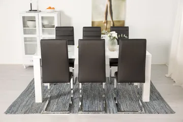 Cibus Matgrupp 180 cm med 6 Stolar - Vit/Svart Konstläder - Möbler - Bord & matgrupper - Matgrupper