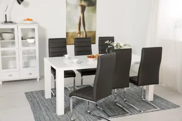 Cibus Matgrupp 180 cm med 6 Stolar - Vit/Svart Konstläder - Möbler - Bord & matgrupper - Matgrupper