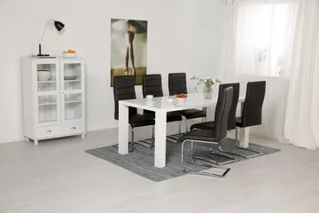 Cibus Matgrupp 180 cm med 6 Stolar - Vit/Svart Konstläder - Möbler - Bord & matgrupper - Matgrupper