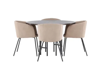 Copenhagen Matgrupp 115 cm Rund med 4 Berit stolar - Beige - Möbler - Bord & matgrupper - Matgrupper