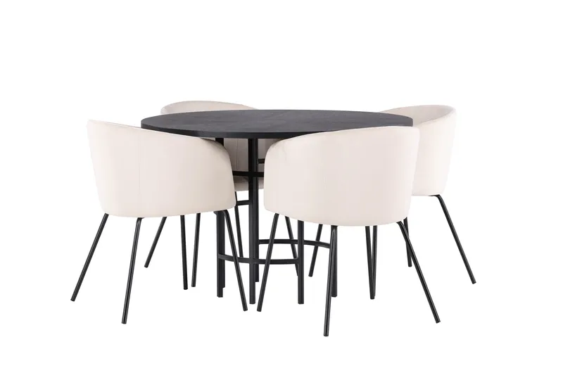 Copenhagen Matgrupp 115 cm Rund med 4 Berit stolar - Beige - Möbler - Bord & matgrupper - Matgrupper