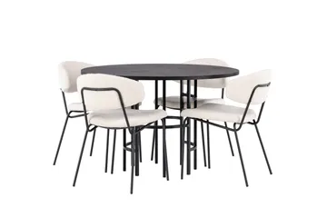 Copenhagen Matgrupp 115 cm Rund med 4 Chico Stolar - Svart - Möbler - Bord & matgrupper - Matgrupper