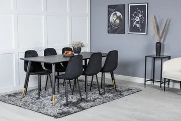 Daicy Matgrupp 180 cm inkl 6 Ypas Stolar - Svart/Mässing - Möbler - Bord & matgrupper - Matgrupper