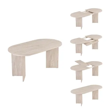 Dano Förlängningsbart Ovalt Matbord 160-200x90 cm med Travertinutseende - Beige - Möbler - Bord & matgrupper - Matbord & köksbord