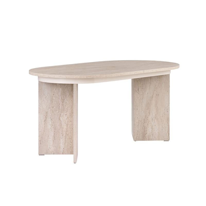 Dano Förlängningsbart Ovalt Matbord 160-200x90 cm med Travertinutseende - Beige - Möbler - Bord & matgrupper - Matbord & köksbord