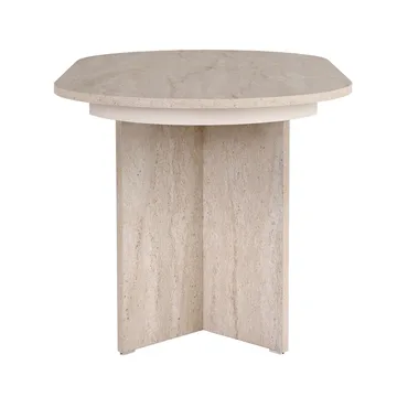 Dano Förlängningsbart Ovalt Matbord 160-200x90 cm med Travertinutseende - Beige - Möbler - Bord & matgrupper - Matbord & köksbord
