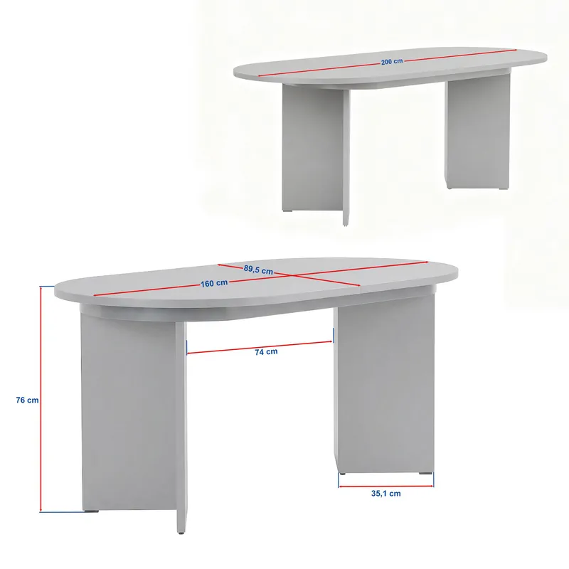 Dano Förlängningsbart Ovalt Matbord 160-200x90 cm med Travertinutseende - Beige - Möbler - Bord & matgrupper - Matbord & köksbord