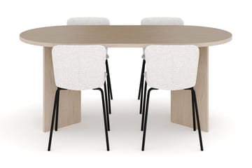 Dano Matbord 180 cm  med 4 Katy Matstolar - Travertin / Vit - Möbler - Bord & matgrupper - Matgrupper