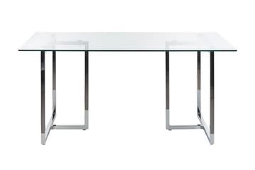 Davson Rektangulärt Matbord 160 cm med Glasskiva och Metallutseende - Transparent - Möbler - Bord & matgrupper - Matbord & köksbord
