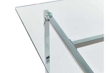 Davson Rektangulärt Matbord 160 cm med Glasskiva och Metallutseende - Transparent - Möbler - Bord & matgrupper - Matbord & köksbord