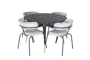 Dipp Matgrupp 115 cm Rund med 4 Arrow stolar - Svart/Guld - Möbler - Bord & matgrupper - Matgrupper