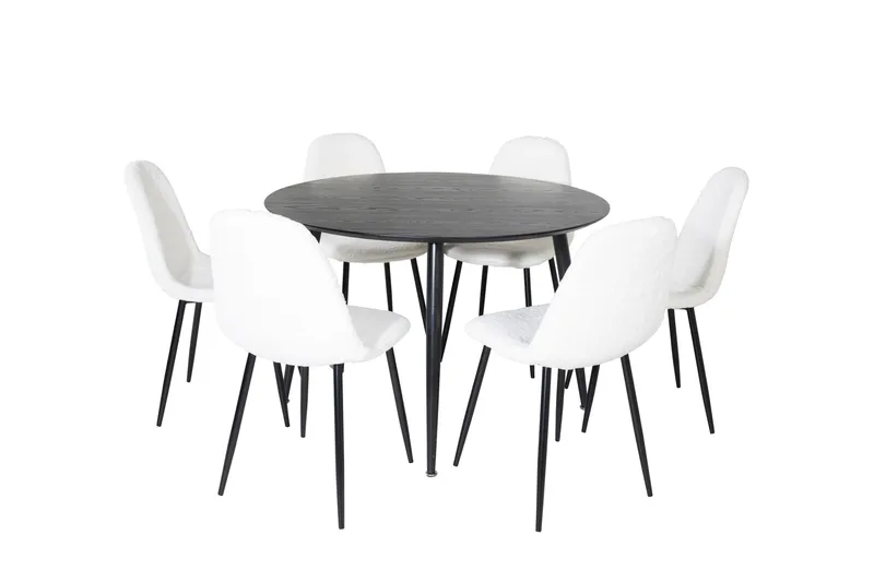 Dipp Matgrupp 115 cm Rund med 6 Polar stolar - Svart - Möbler - Bord & matgrupper - Matgrupper