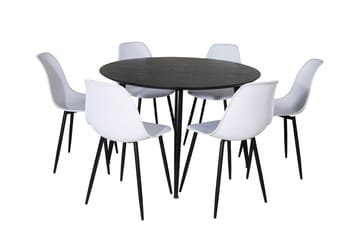 Dipp Matgrupp 115 cm Rund med 6 Polar stolar - Svart - Möbler - Bord & matgrupper - Matgrupper