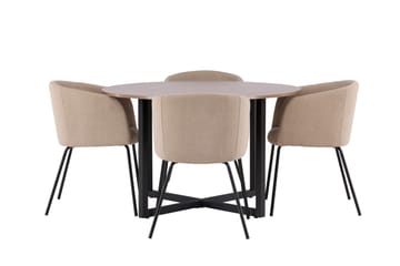 Durango Matgrupp 120 cm Rund med 4 Berit Stolar - Valnöt - Möbler - Bord & matgrupper - Matgrupper