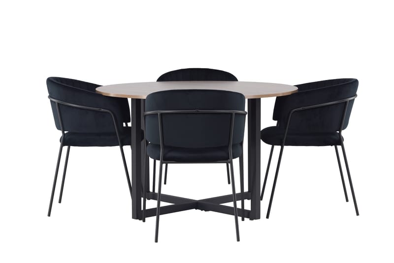 Durango Matgrupp 120 cm Rund med 4 Selma Stolar - Valnöt - Möbler - Bord & matgrupper - Matgrupper