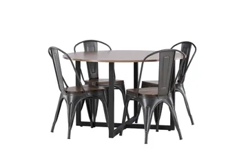Durango Matgrupp 120 cm Rund med 4 Tempe Stolar - Valnöt - Möbler - Bord & matgrupper - Matgrupper