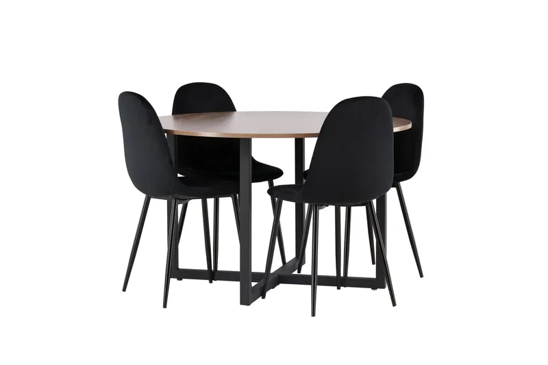 Durango Matgrupp 120 cm Rund med 4 Polar Stolar - Valnöt - Möbler - Bord & matgrupper - Matgrupper