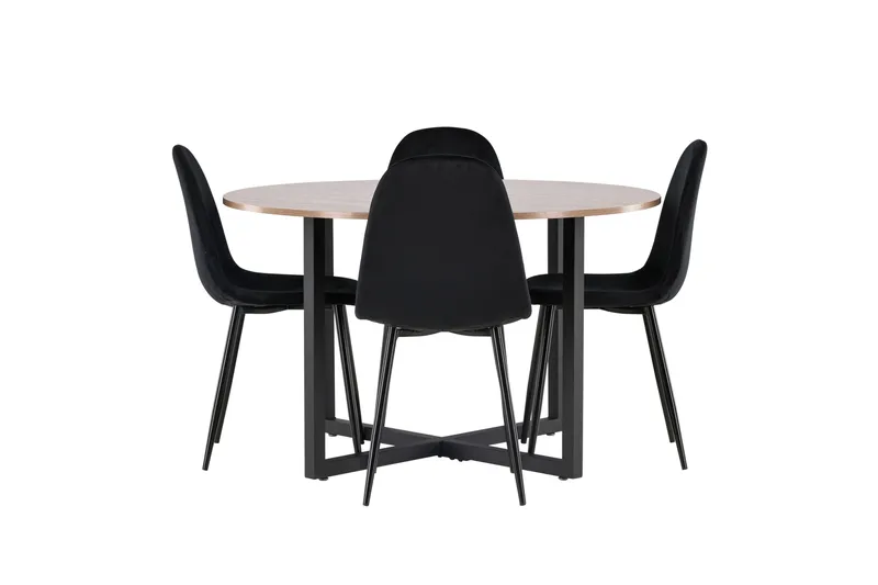 Durango Matgrupp 120 cm Rund med 4 Polar Stolar - Valnöt - Möbler - Bord & matgrupper - Matgrupper