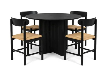 Edda Matgrupp runt 110 cm Svart med 4 Malte Matstolar - Möbler - Bord & matgrupper - Matgrupper