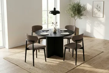 Edda Runt Matbord 110cm Fanér - Svart - Möbler - Bord & matgrupper - Matbord & köksbord