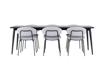 Ellis Matgrupp 230 cm Rektangulär med 6 Chico stolar - Svart/Blå - Möbler - Bord & matgrupper - Matgrupper