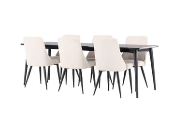 Ellis Matgrupp 230 cm Rektangulär med 6 Leone stolar - Svart/Beige - Möbler - Bord & matgrupper - Matgrupper