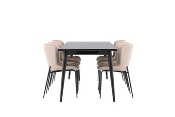 Ellis Matgrupp 230 cm Rektangulär med 6 Modesto stolar - Svart/Beige - Möbler - Bord & matgrupper - Matgrupper
