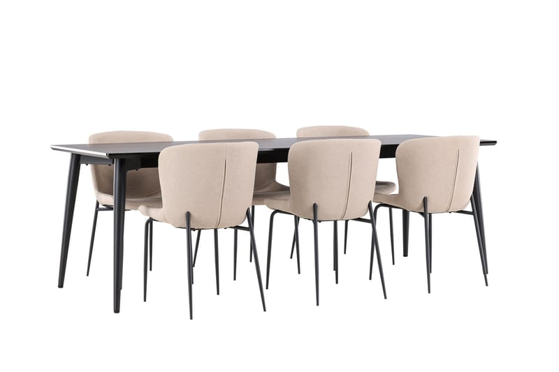 Ellis Matgrupp 230 cm Rektangulär med 6 Modesto stolar - Svart/Beige - Möbler - Bord & matgrupper - Matgrupper