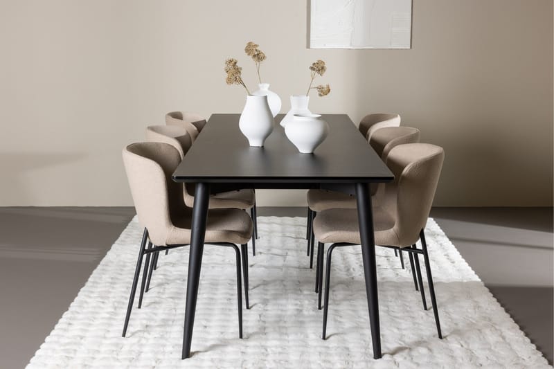 Ellis Matgrupp 230 cm Rektangulär med 6 Modesto stolar - Svart/Beige - Möbler - Bord & matgrupper - Matgrupper