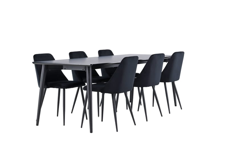 Ellis Matgrupp 230 cm Rektangulär med 6 Night stolar - Svart/Svart - Möbler - Bord & matgrupper - Matgrupper