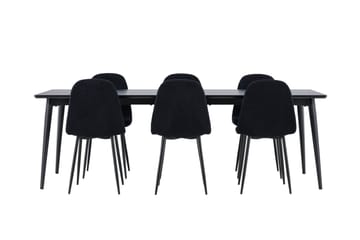 Ellis Matgrupp 230 cm Rektangulär med 6 Polar stolar - Svart/Svart - Möbler - Bord & matgrupper - Matgrupper