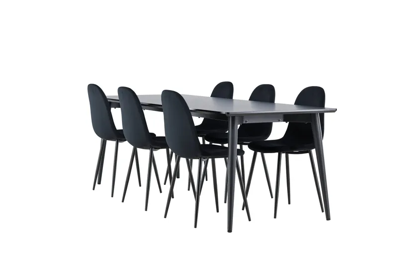 Ellis Matgrupp 230 cm Rektangulär med 6 Polar stolar - Svart/Svart - Möbler - Bord & matgrupper - Matgrupper