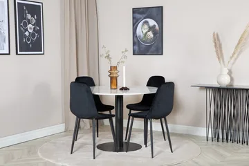 Estelle Matbord 106 cm Runt Marmor med 4 Polar Matstol - Möbler - Bord & matgrupper - Matgrupper
