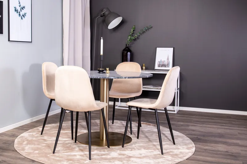 Estelle Matgrupp 106 cm Rund med 4 Polar stolar - Beige - Möbler - Bord & matgrupper - Matgrupper