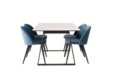 Estelle Matgrupp 140 cm Rektangulär med 4 Velvet stolar - Möbler - Bord & matgrupper - Matgrupper