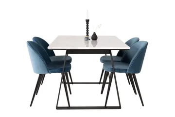 Estelle Matgrupp 140 cm Rektangulär med 4 Velvet stolar - Möbler - Bord & matgrupper - Matgrupper