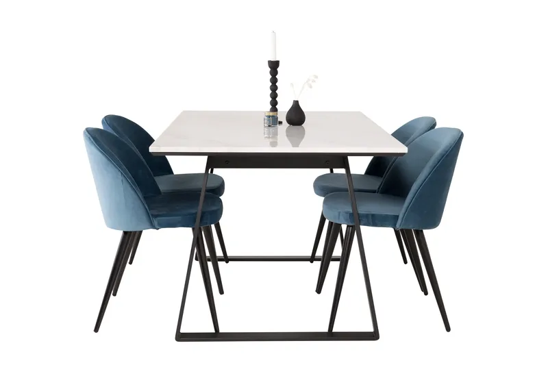 Estelle Matgrupp 140 cm Rektangulär med 4 Velvet stolar - Möbler - Bord & matgrupper - Matgrupper