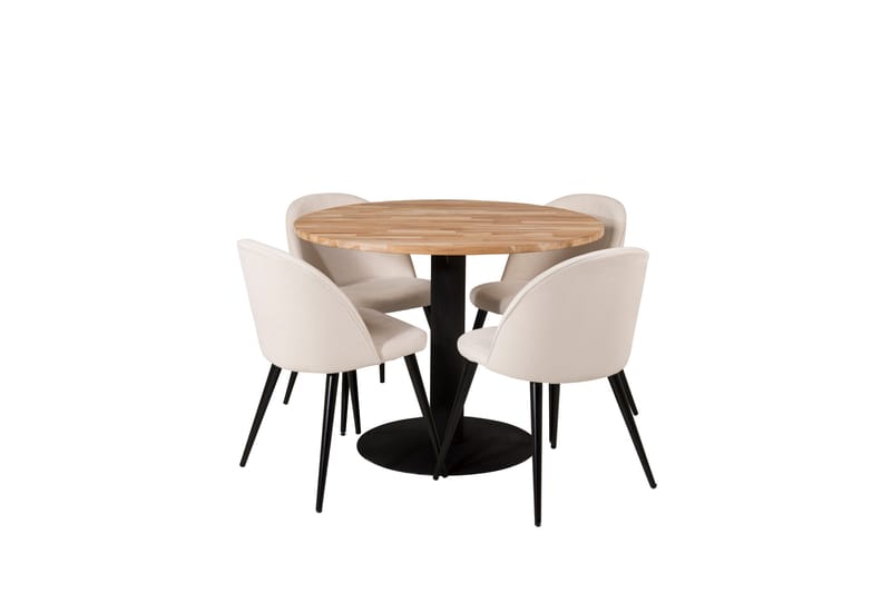 Ezra Matgrupp 100 cm Rund med 4 Sedavi Stolar - Beige - Möbler - Bord & matgrupper - Matgrupper
