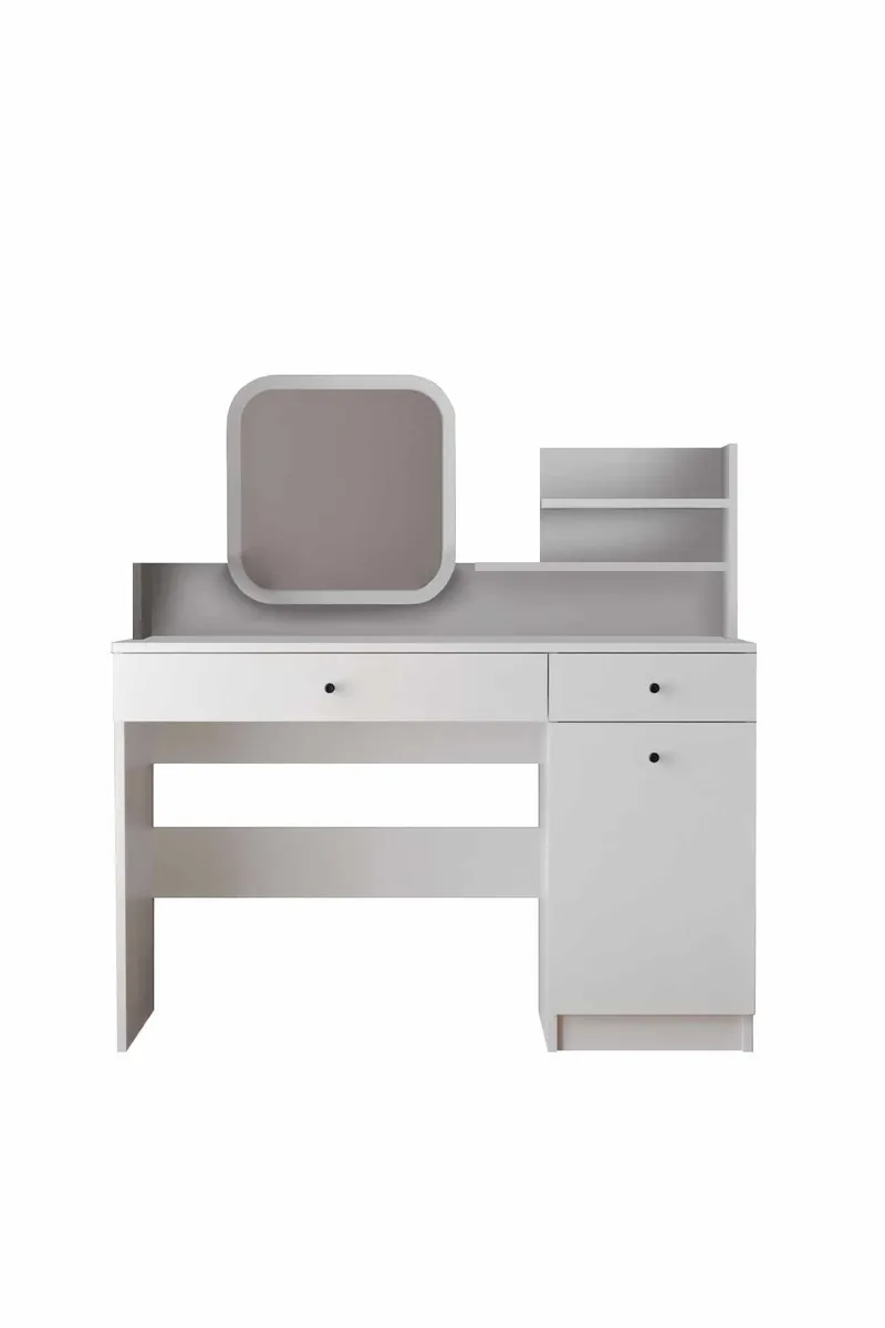 Fabrony Sminkbord med spegel 124 cm, Vit