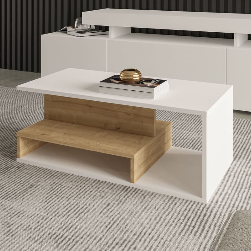 Fenlo Soffbord 90x35x44,8 cm - Vit sapphire-ek - Möbler - Bord & matgrupper - Soffbord