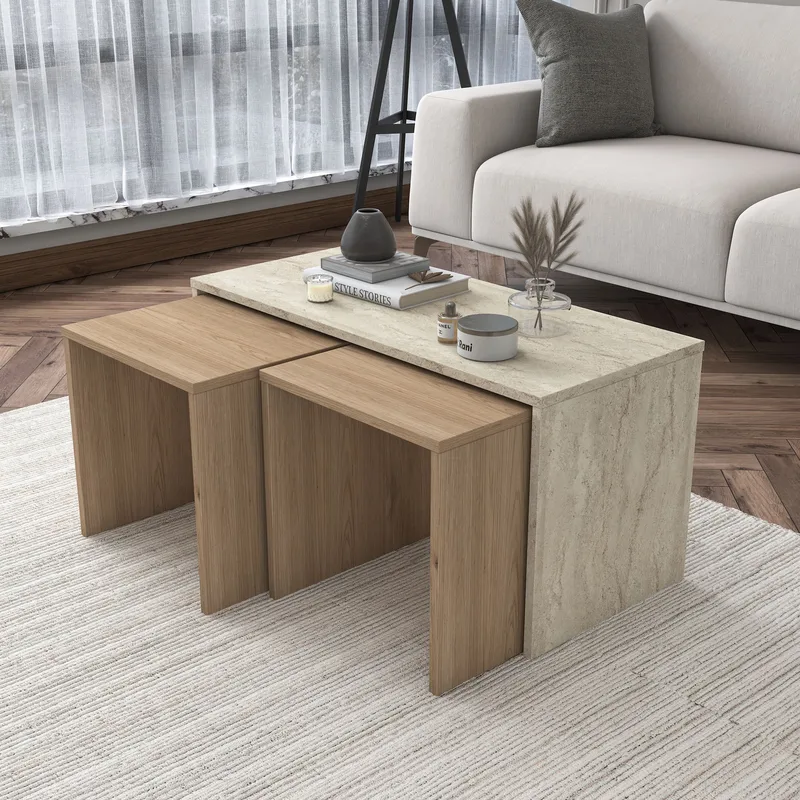 Fenvik Soffbordsset 90x44,8x40 cm - Travertin - Möbler - Bord & matgrupper - Soffbord