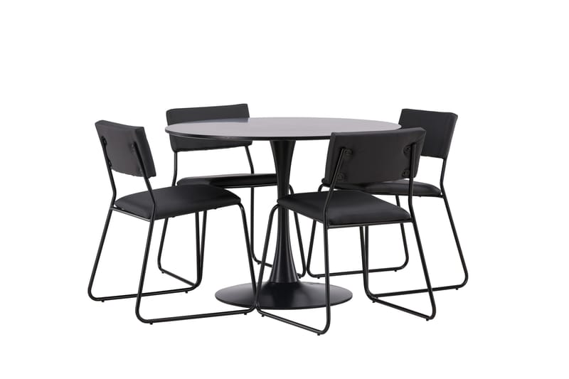 Glade Matgrupp 100 cm Rund med 4 Kenth Stolar - Svart - Möbler - Bord & matgrupper - Matgrupper