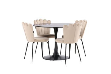 Glade Matgrupp 100 cm Rund med 4 Limhamn stolar - Beige - Möbler - Bord & matgrupper - Matgrupper