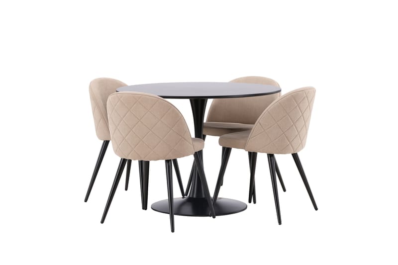 Glade Matgrupp 100 cm Rund med 4 Velvet stolar - Beige - Möbler - Bord & matgrupper - Matgrupper