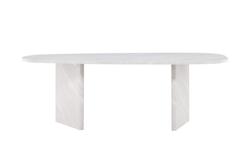 Grönvik Stort Asymmetriskt Matbord 220 cm i Trä med Marmorutseende, Ljusgrå