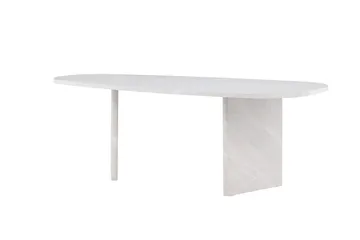 Grönvik Stort Asymmetriskt Matbord 220 cm i Trä med Marmorutseende - Ljusgrå - Möbler - Bord & matgrupper - Matbord & köksbord