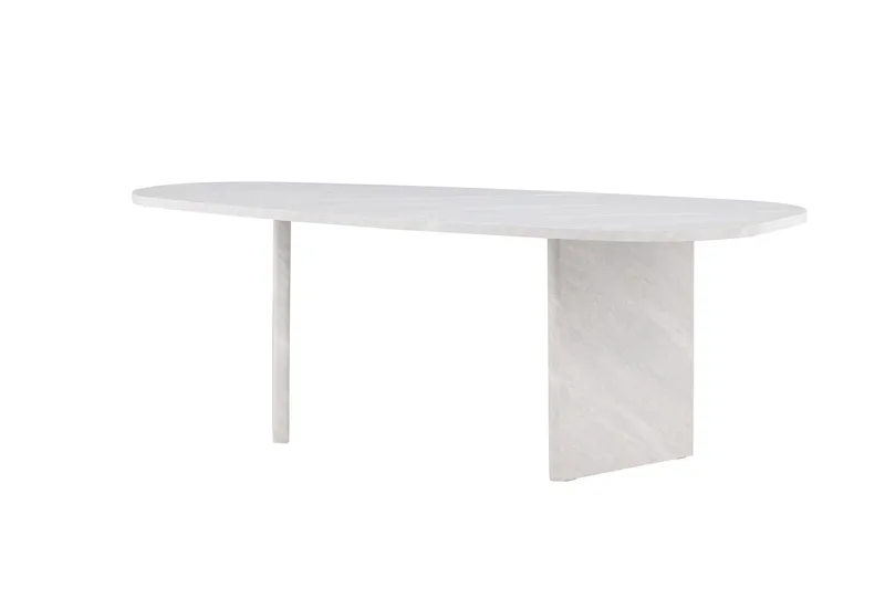 Grönvik Stort Asymmetriskt Matbord 220 cm i Trä med Marmorutseende - Ljusgrå - Möbler - Bord & matgrupper - Matbord & köksbord